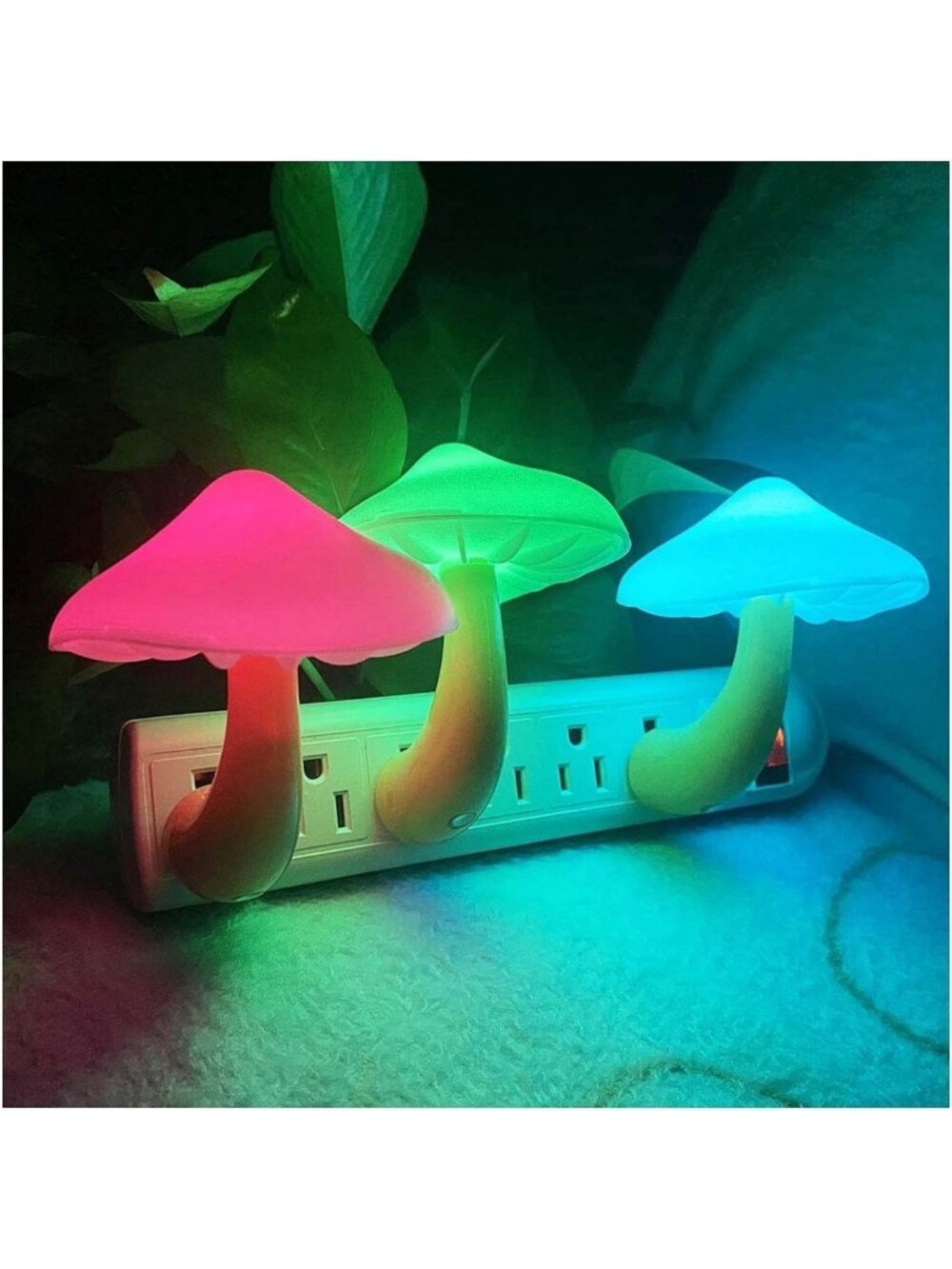 3-Pack LED Mushroom Night Lights with Dusk to Dawn Sensor - Cute 7-Color Kids